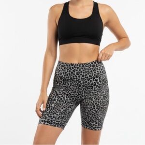Just Be Black and Gray Leopard Bike Shorts